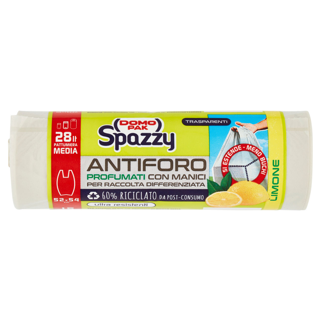 Sacchi nettezza antiforo profumati con manici 28 lt 15 pz