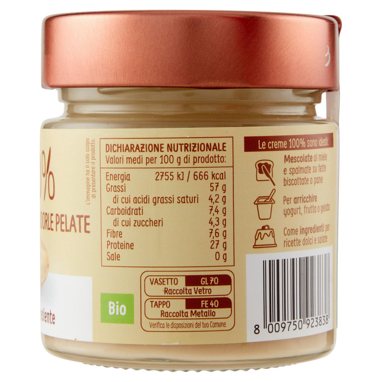 Crema spalmabile bio alle mandorle pelate 175 gr - Immagine 41
