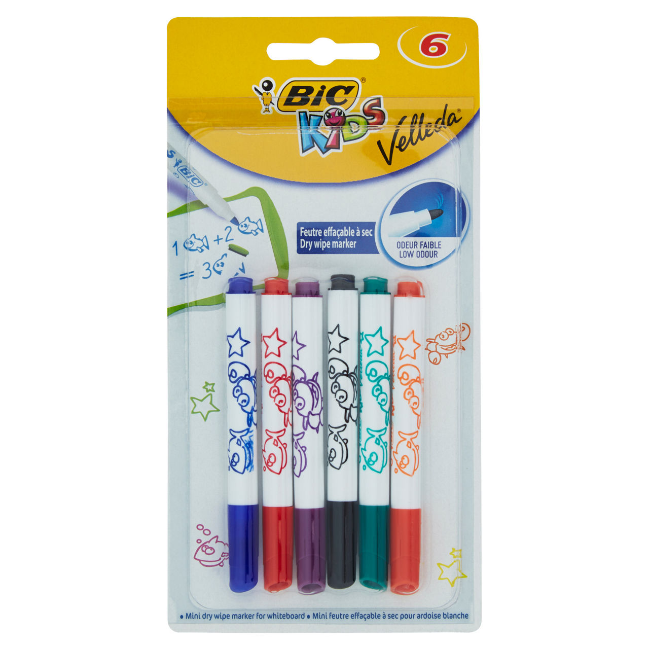 Mini marcatori cancellabili per lavagna Kids colori assortiti 6 pz