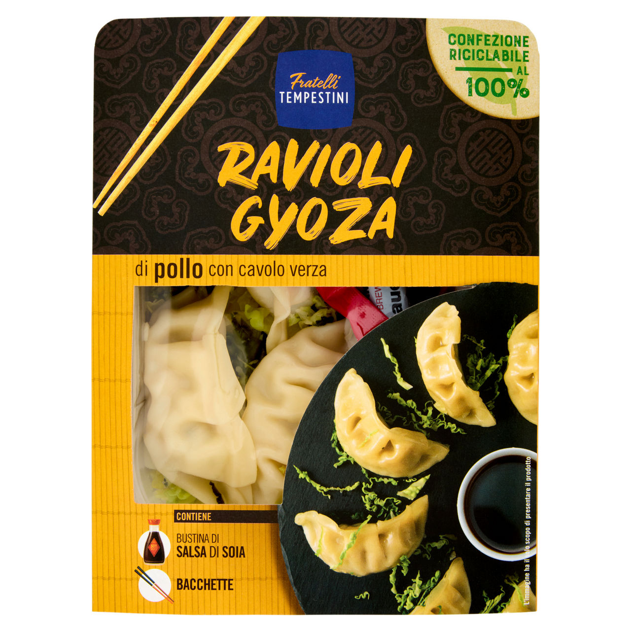 Ravioli Gyoza di pollo con cavolo verza 180 gr - Immagine 01