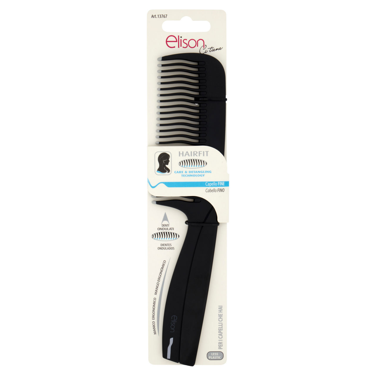 Pettine con manico elison hf capelli fini pz 1 - Immagine 01