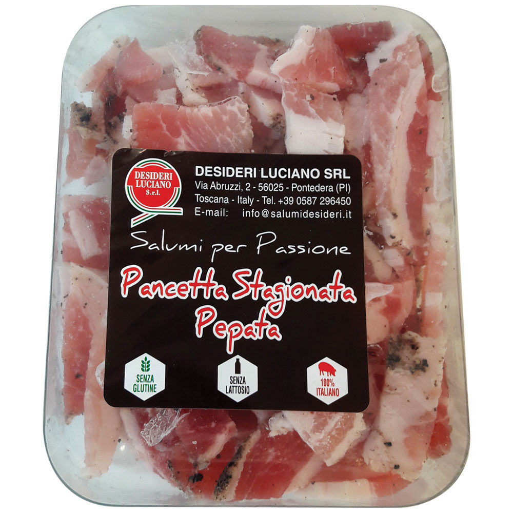 Pancetta stagionata pepata 90 gr