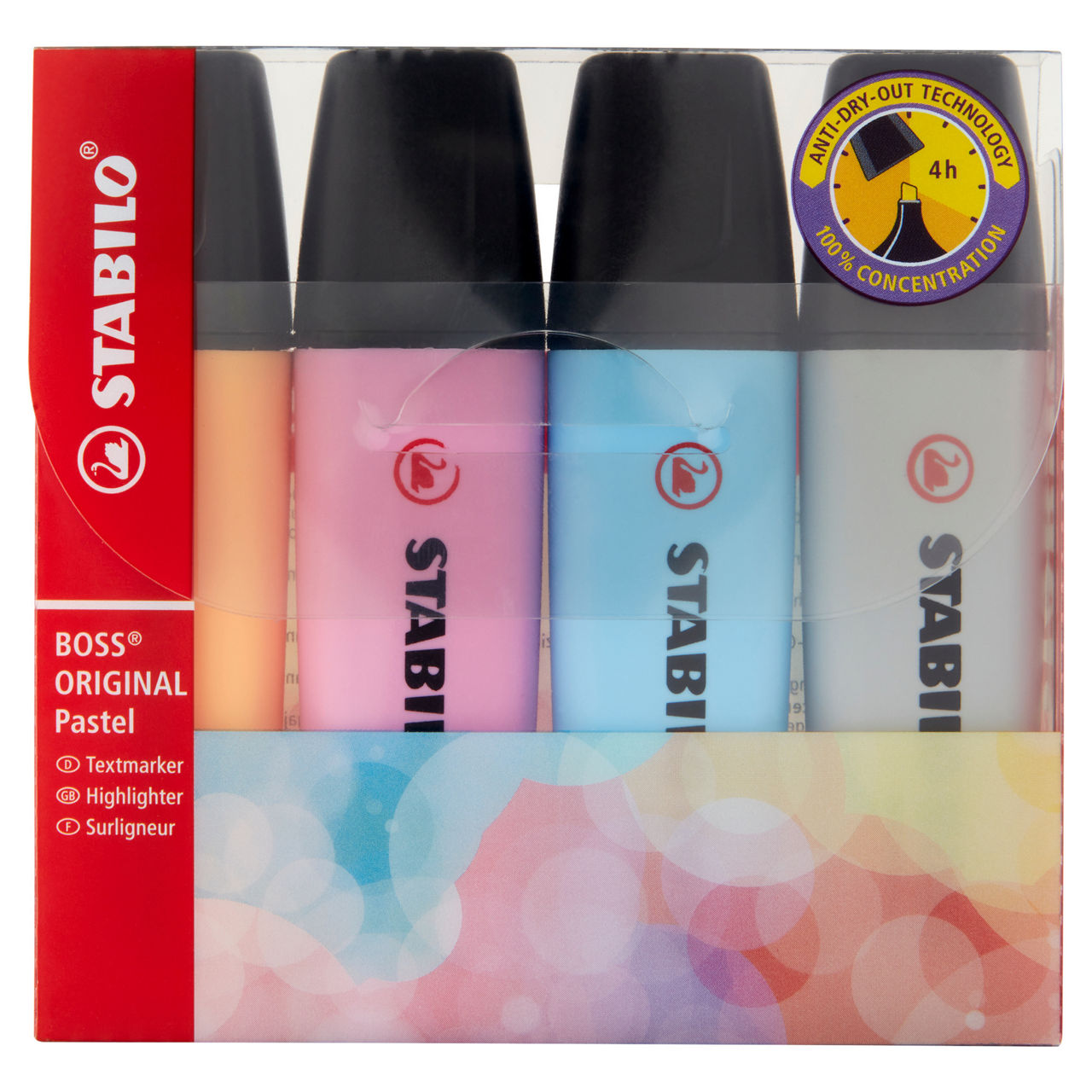 4 evidenziatori pastel colori assortiti