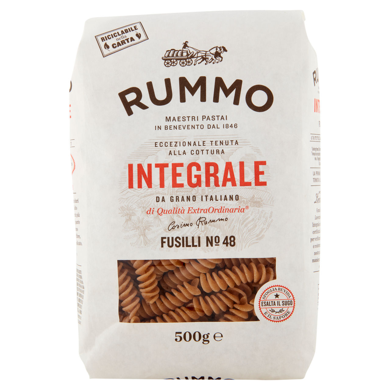 Pasta fusilli integrali n°48 500 gr