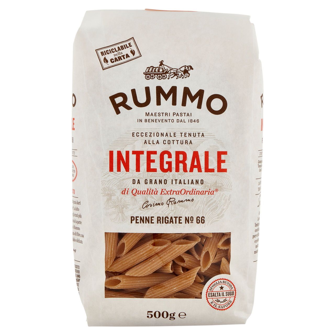 Pasta penne rigate integrali n°66 500 gr