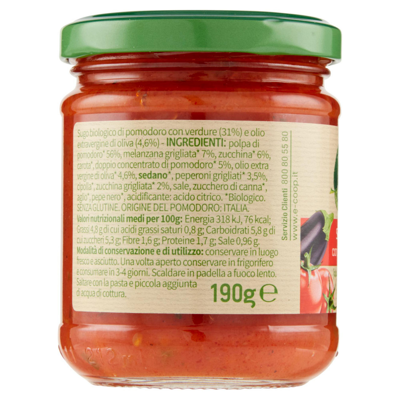 Sugo di pumodoro con verdure biologico vivi verde 190 g - Immagine 11