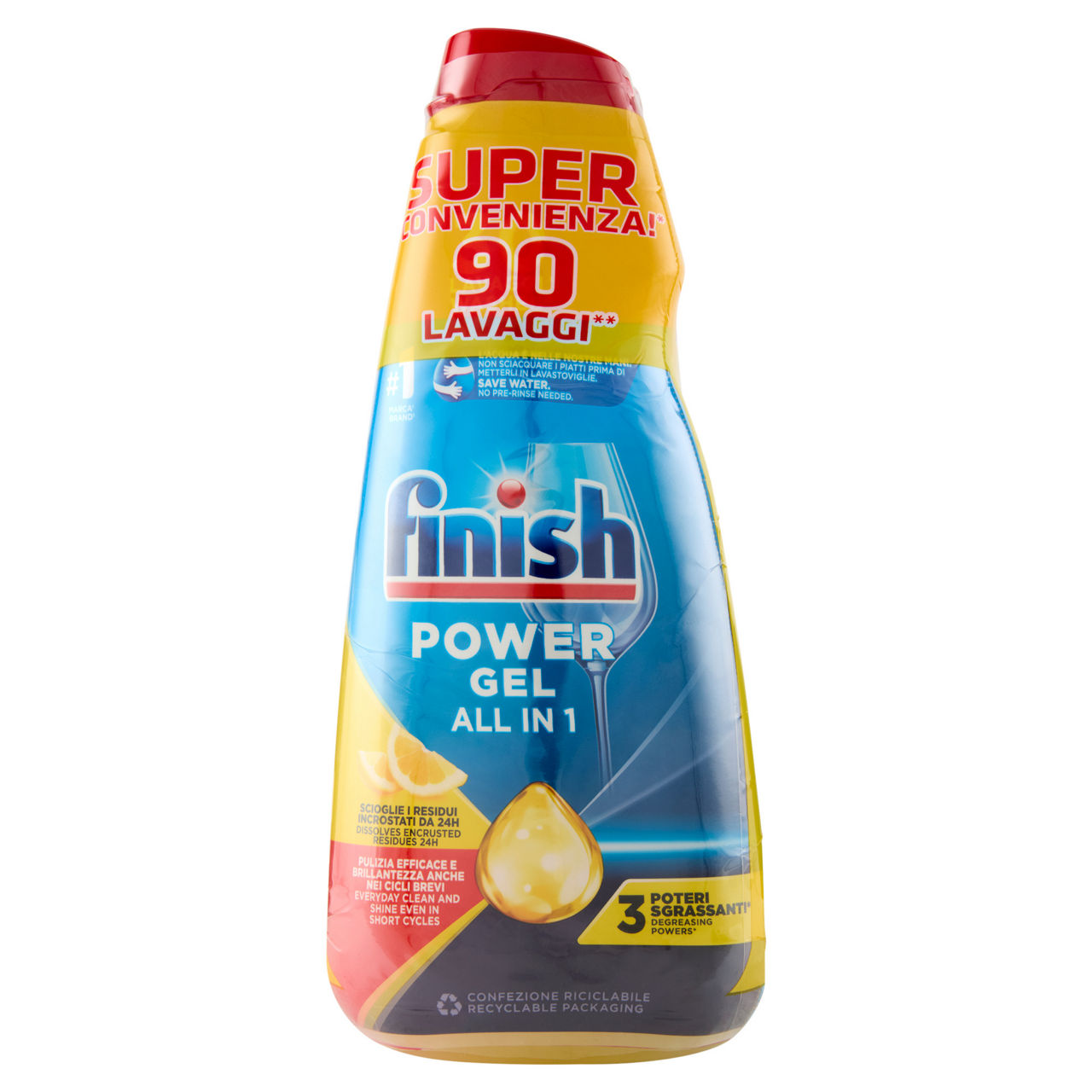 Detersivo lavastoviglie power gel limone 3 pz x 30 lavaggi - Immagine 01