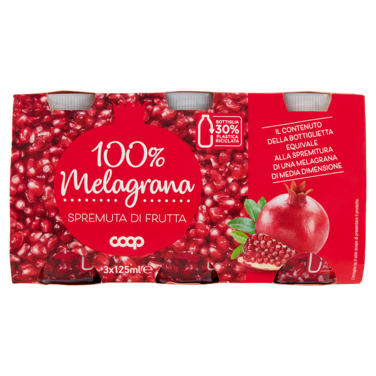 Spremuta 100% melograno coop rpet 30% cluster ml 125 x 3 - Immagine 01
