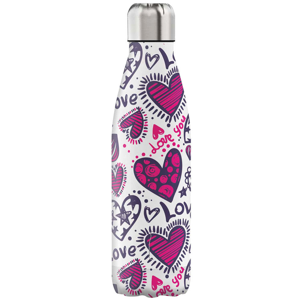 Borraccia termica in acciaio con fantasia cuori pop 500 ml
