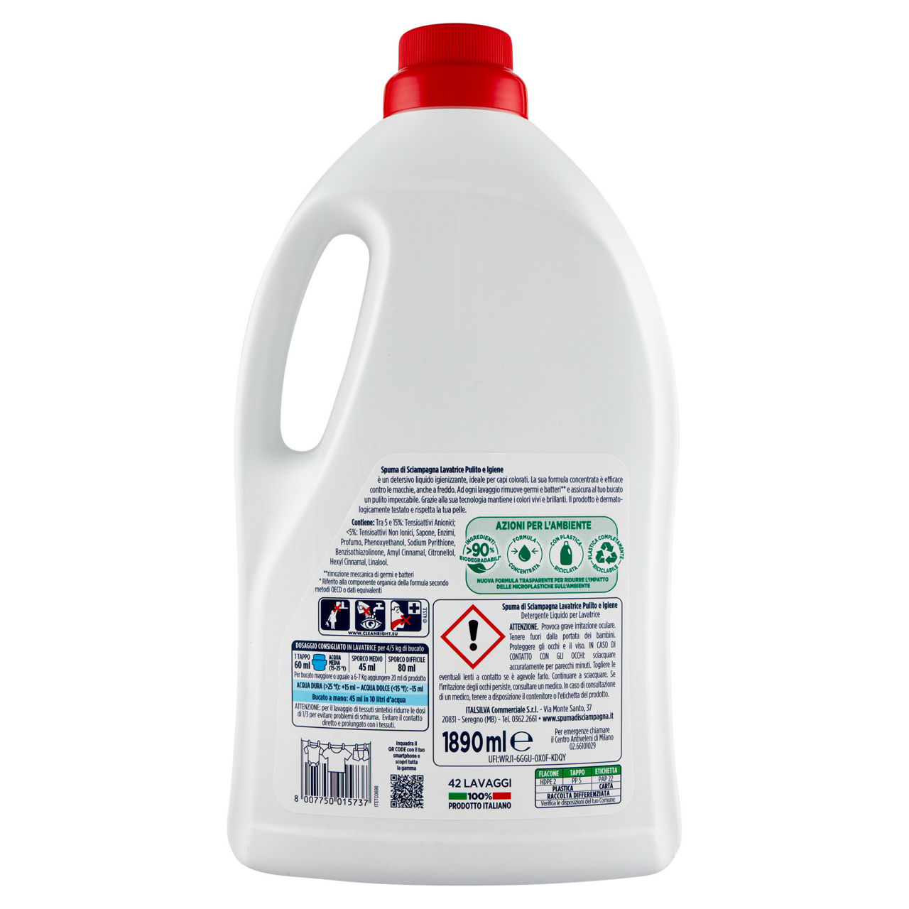 Detersivo lavatrice liquido spuma di sciampagna pulito igiene 42lav l 1,89 - Immagine 41