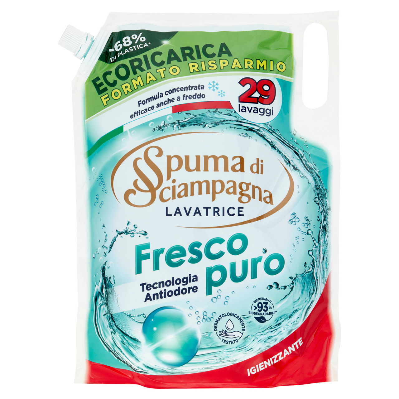 Detersivo lavatrice liq.ecoricarica spuma di sciampagna fresco puro 29lv l 1,305 - Immagine 01