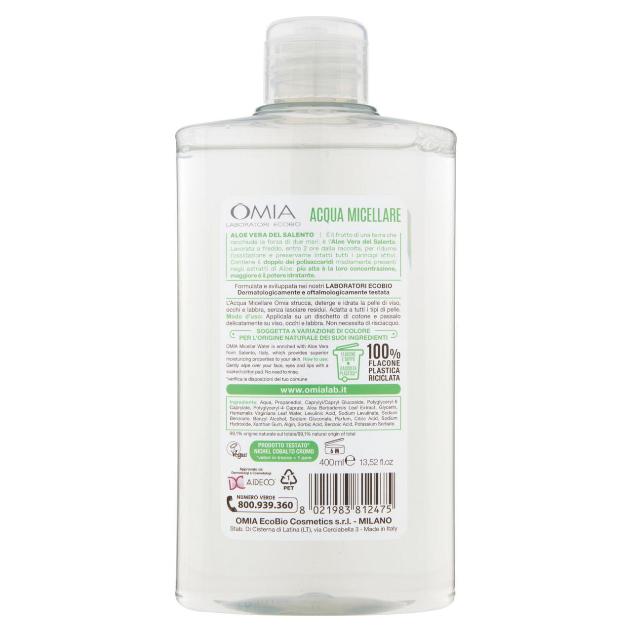 Acqua micellare aloe ecobio omia ml 400 - Immagine 11