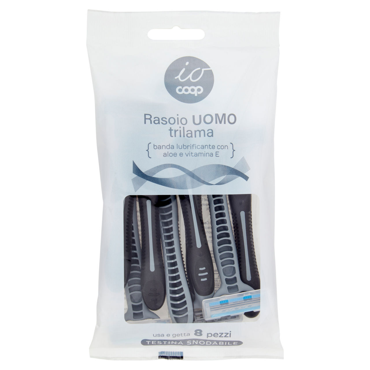 Rasoio io coop usa e getta trilama uomo 65% plastica riciclata pz 8
