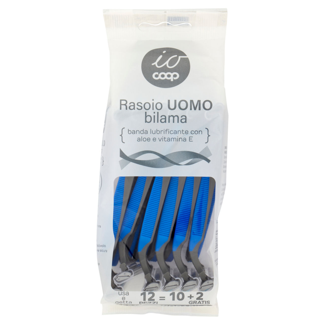 Rasoio io coop usa e getta bilama uomo 70% plastica riciclata pz 10+2gratis
