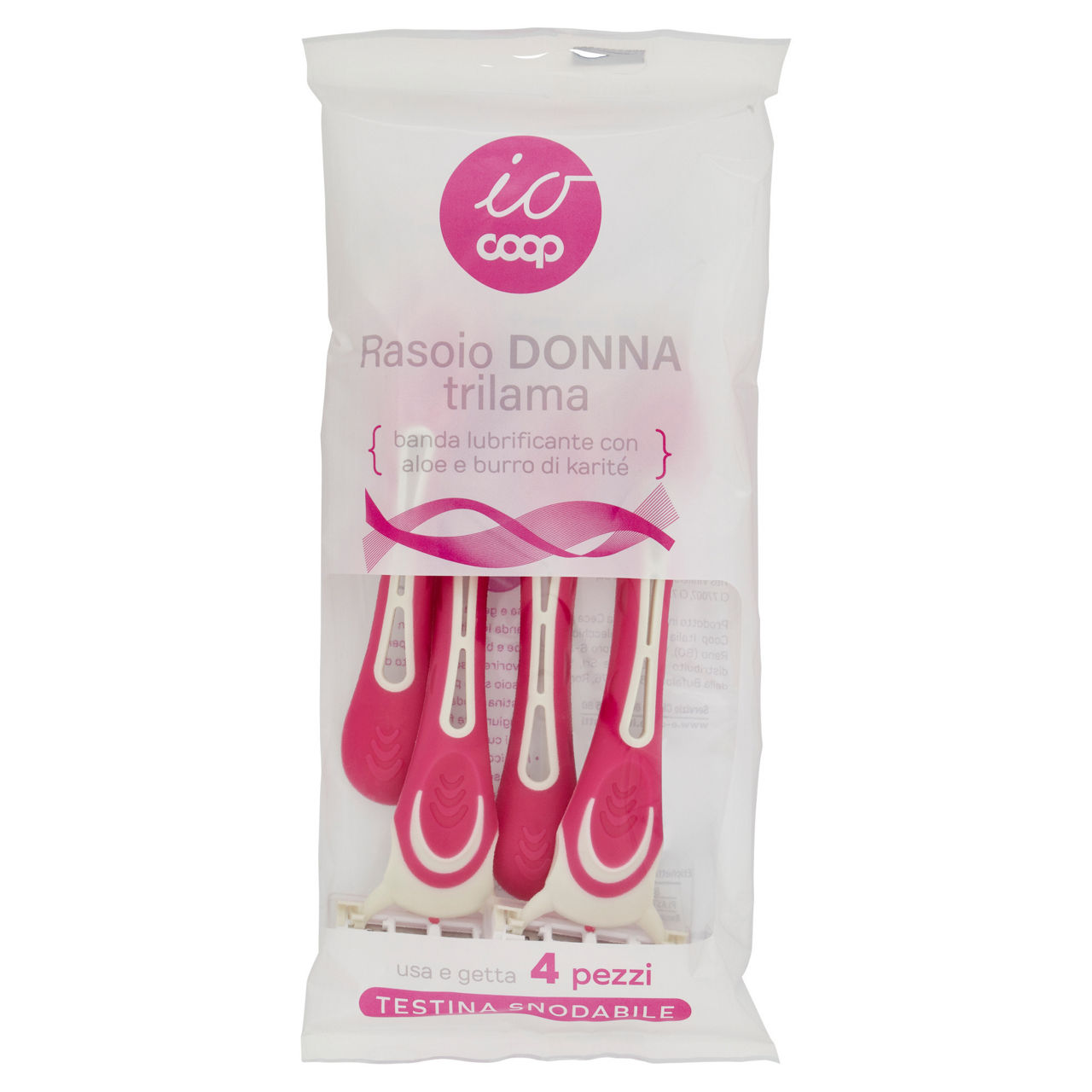 Rasoio io coop usa e getta trilama donna 70% plastica riciclata pz 4