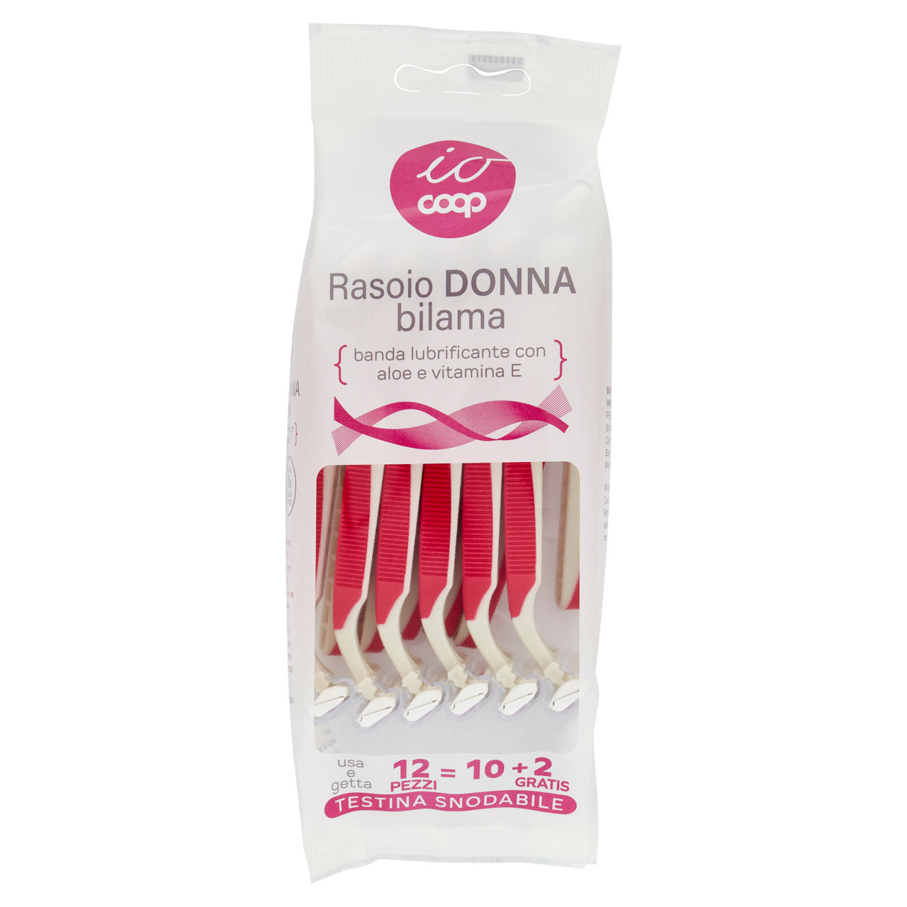 Rasoio io coop  usa e getta bilama donna 70% plastica riciclata pz 10+2gratis - Immagine 01