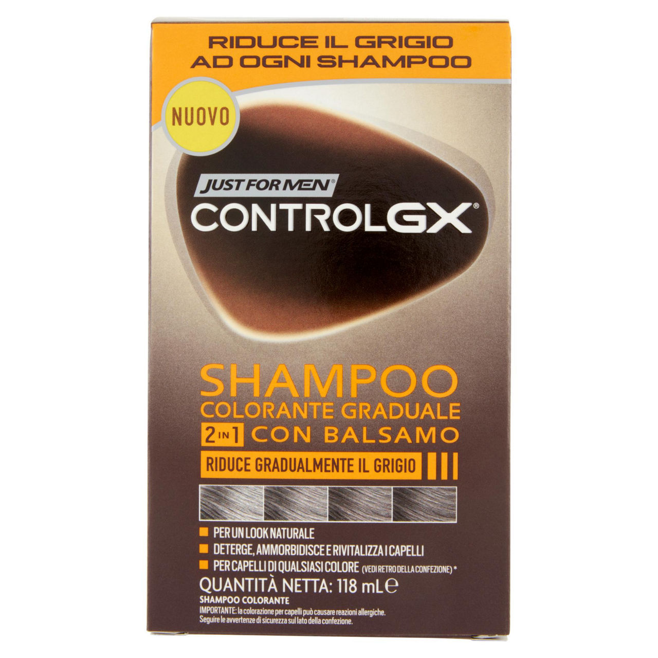 Shampoo colorante con balsamo justformen control gx 2in1 ml 118 - Immagine 01