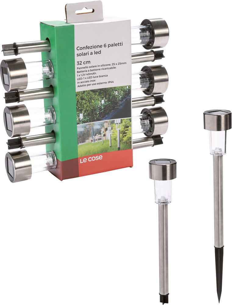 Conf. 6 paletti solari 27cm a led