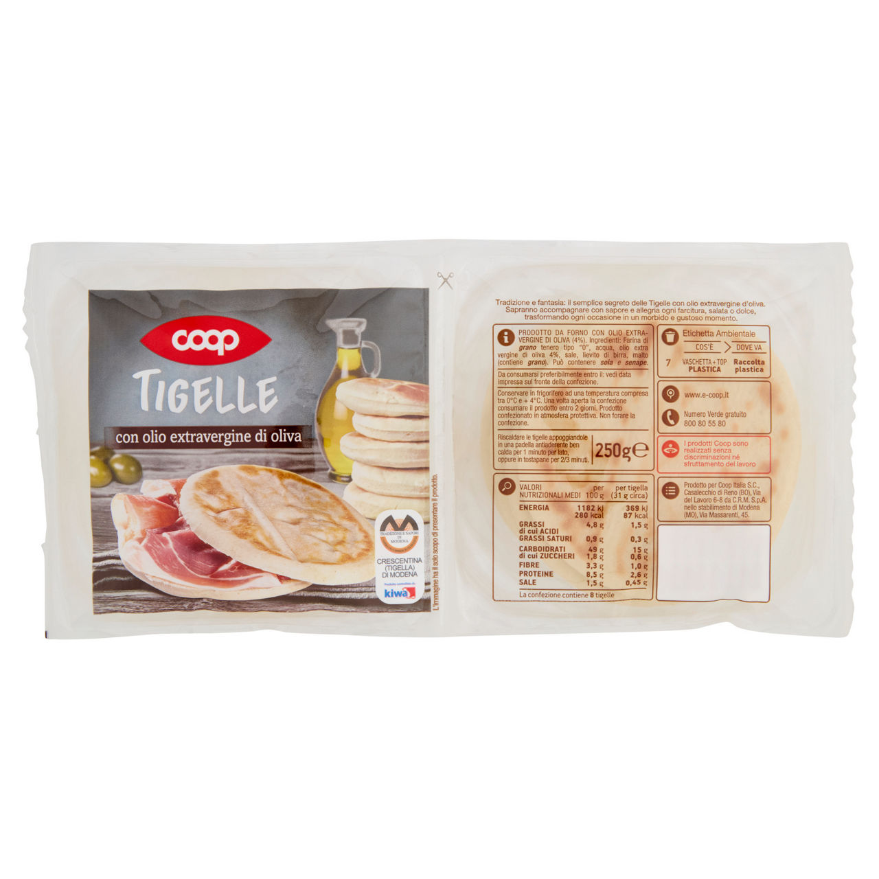 TIGELLE PRECOTTE FRESCHE CON OLIO EXTRAVERGINE DI OLIVA COOP G 250