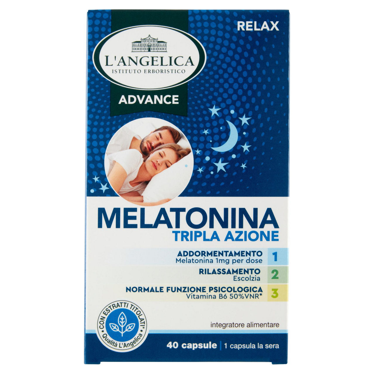 Integratore alimentare melatonina tripla azione 40 capsule - Immagine 01