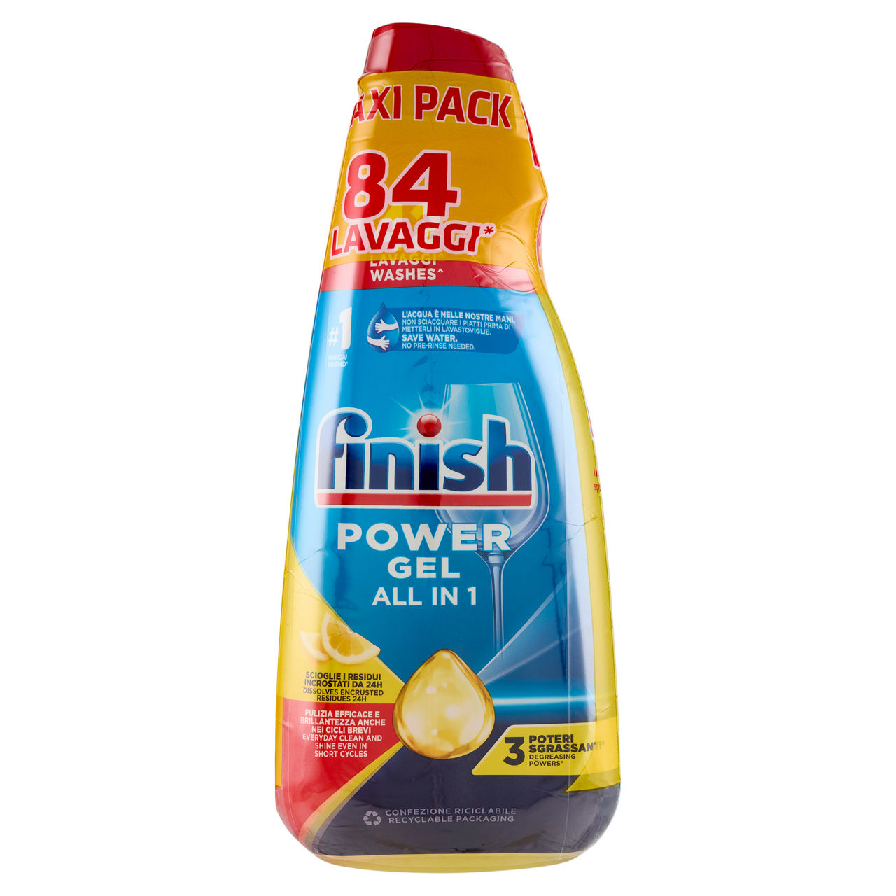 Detersivo per lavastoviglie finish powergel max limone ml 940x2 - Immagine 01