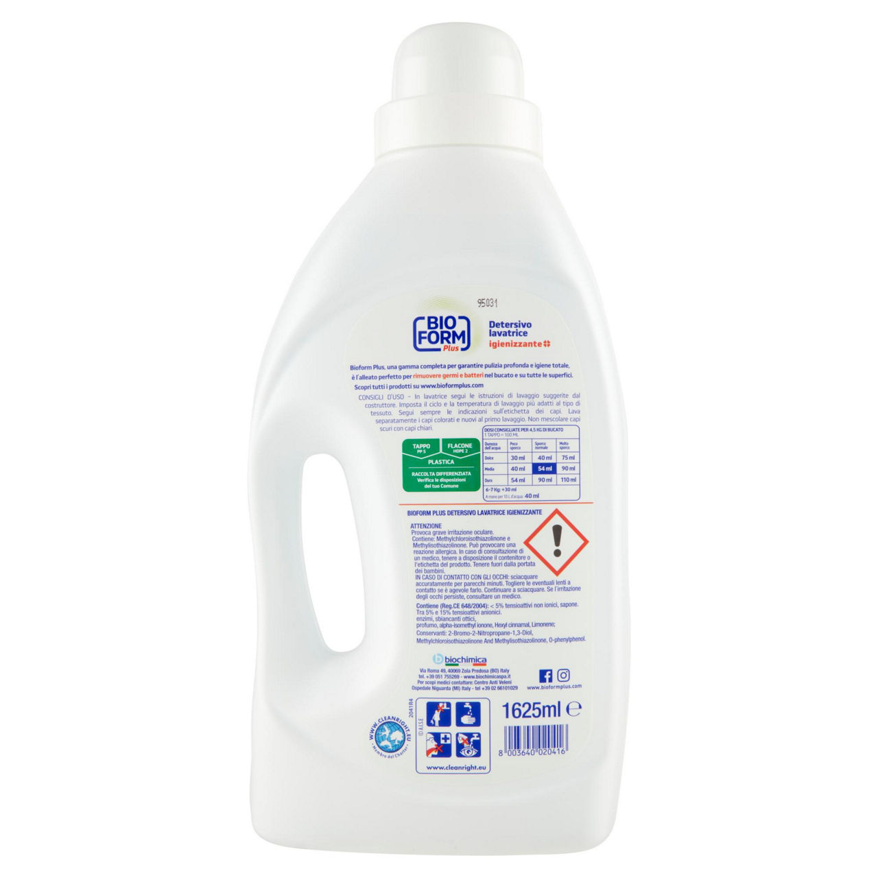 Detersivo lavatrice liguido bioform plus igienizzante bergamotto 30lav l 1,625 - Immagine 31