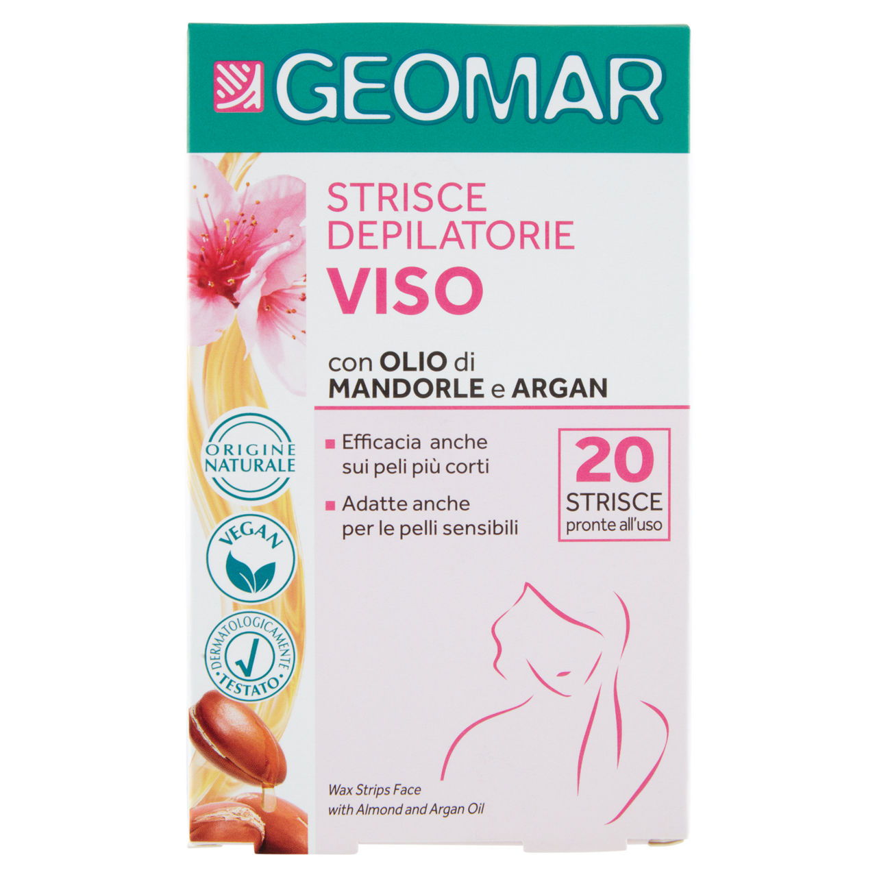 Strisce depilatorie viso pronte all'uso 20 pz