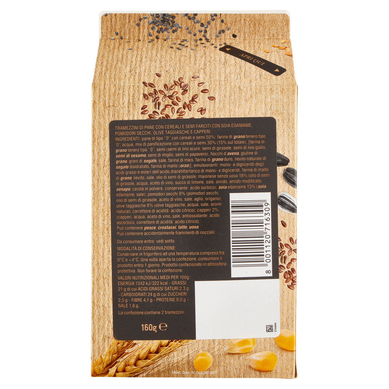 Tramezzini Gourmet con pomodori secchi olive taggiasche edamame e capperi 2 pz 160 gr - Immagine 31