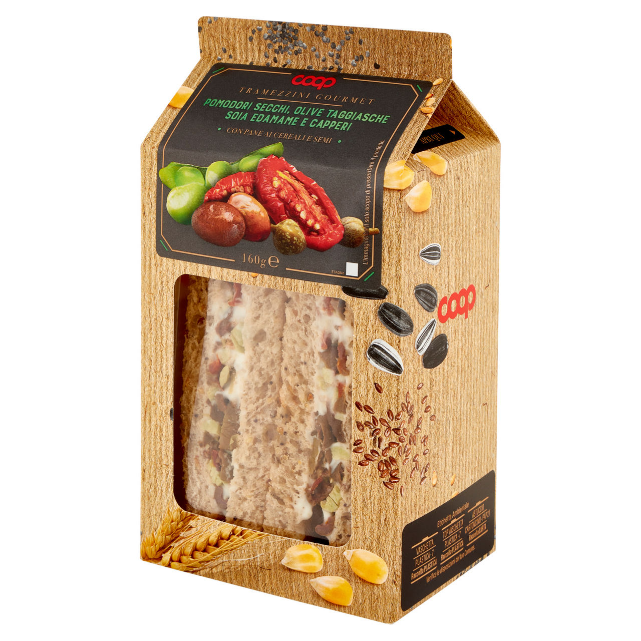 Tramezzini Gourmet con pomodori secchi olive taggiasche edamame e capperi 2 pz 160 gr - Immagine 41