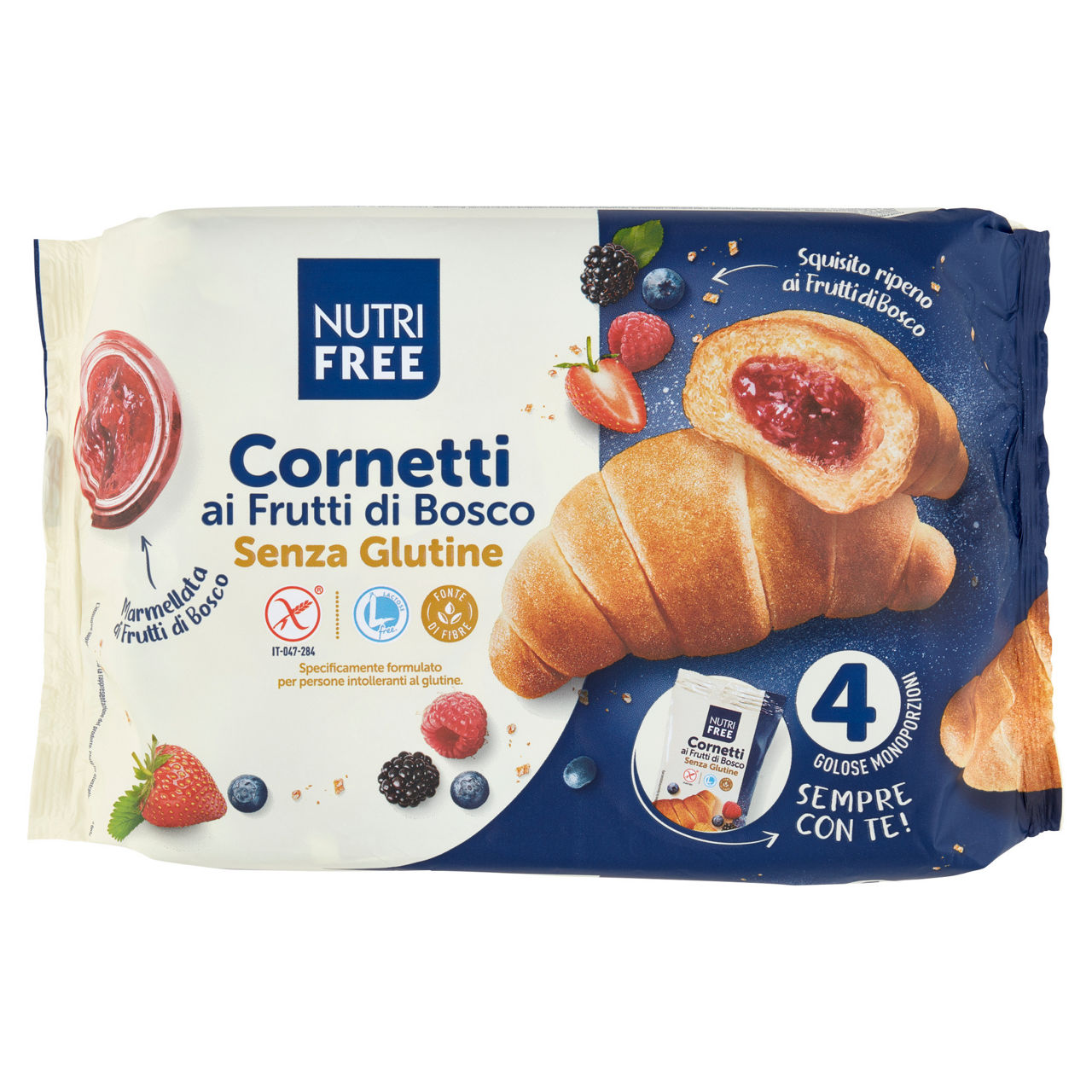 Cornetti ai frutti di bosco senza glutine e senza lattosio 4 monoporzioni - Immagine 01