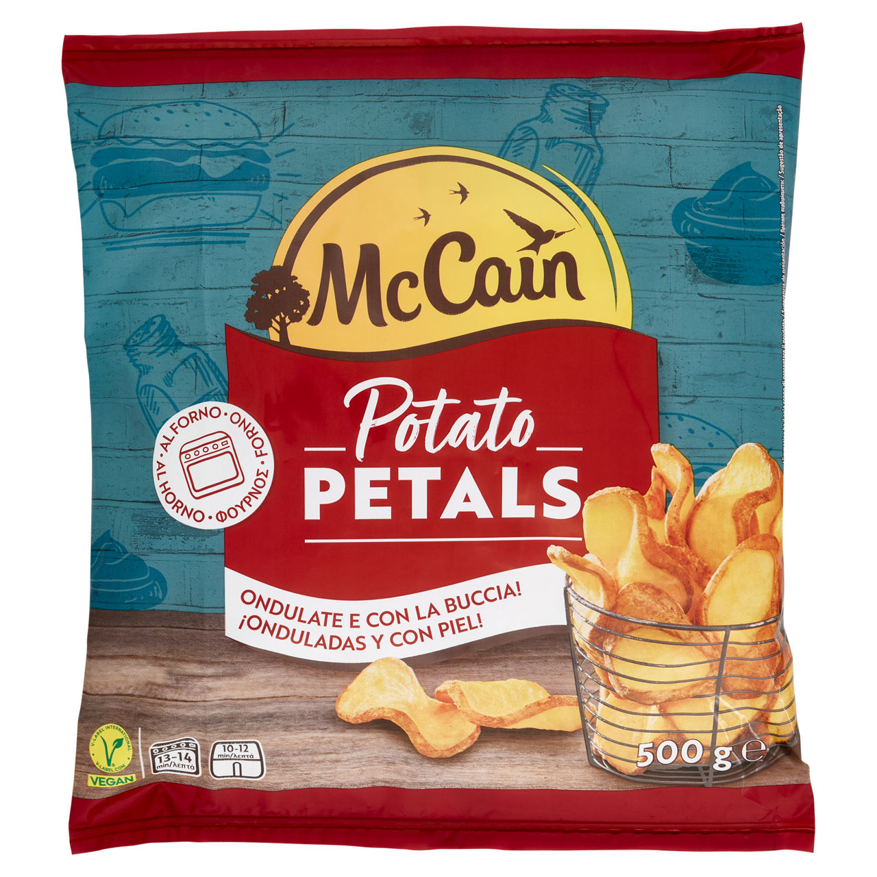 Patatine a fette ondulate con buccia prefritte surgelate 500 gr