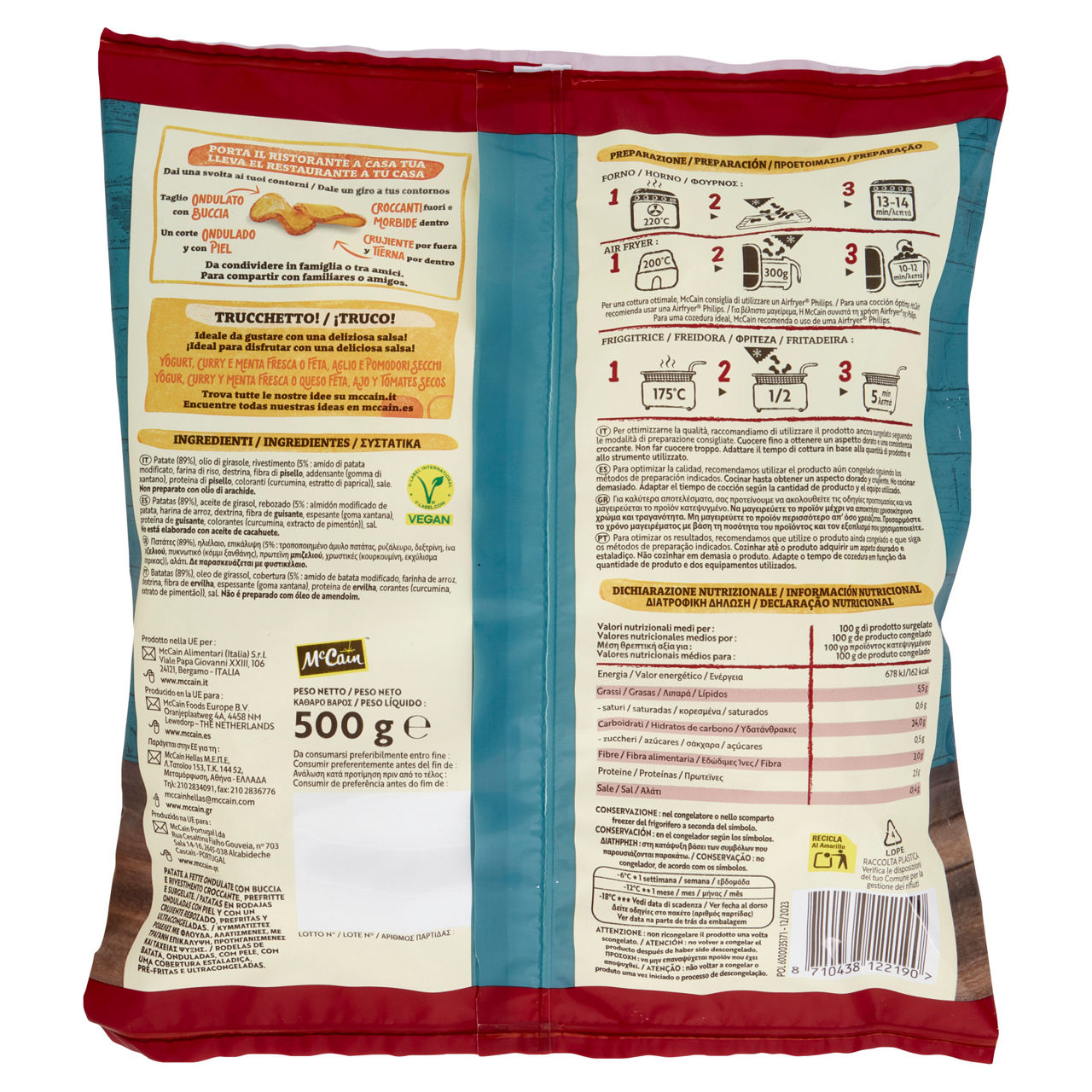 Patatine a fette ondulate con buccia prefritte surgelate 500 gr - Immagine 31