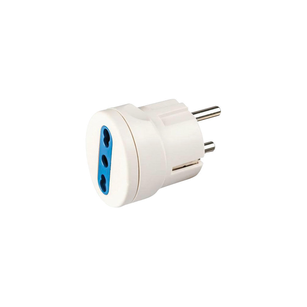 Adattatore c/spina 16a 2p+t e presa biv.10/16a 2p +t imq