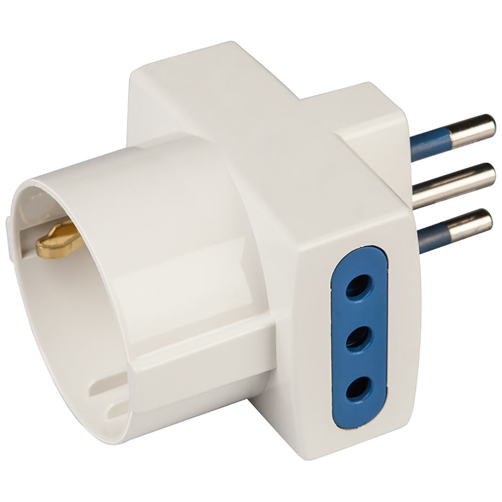 Adattatore c/spina 10a 2p+t presa 10a 2p+t imq - Immagine 01