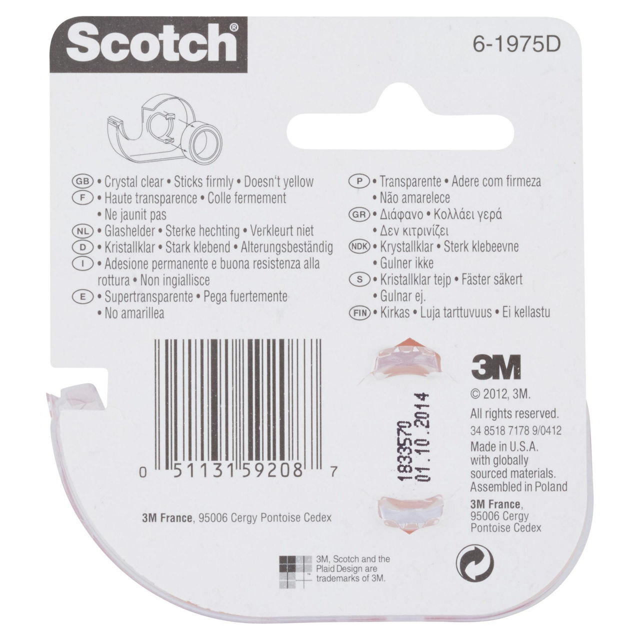 Nastro adesivo Scotch Crystal con chiocciola 19 mm x 7,5 mt - Immagine 11