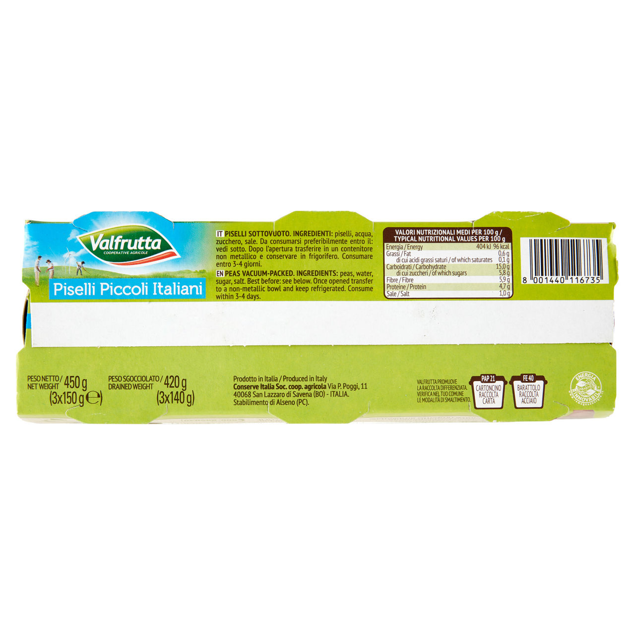 Piselli piccoli italiani cotti a vapore 3 pz x 140 gr - Immagine 31