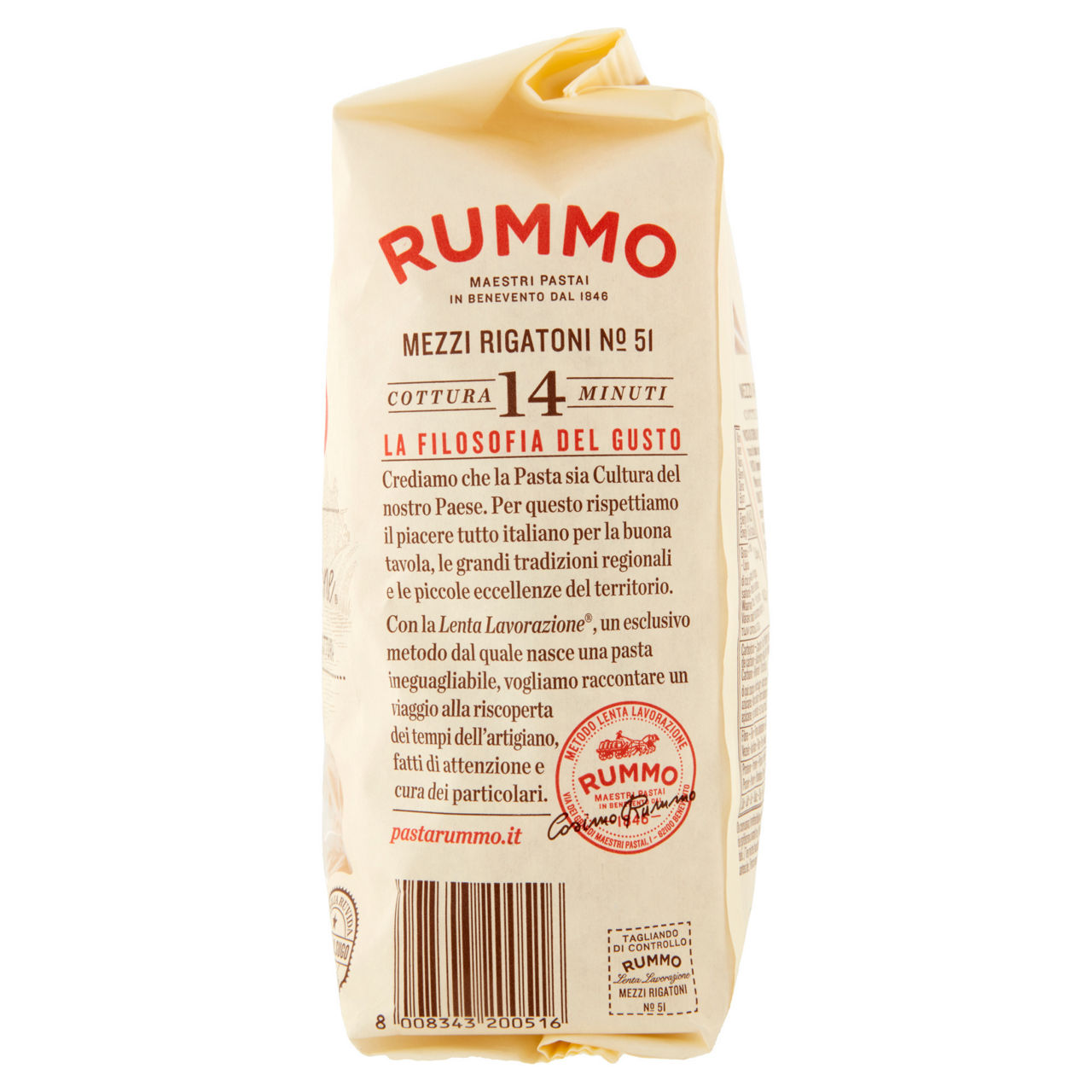 Pasta di semola mezzi rigatoni n°51 lenta lavorazione rummo sacchetto g 500 - Immagine 51