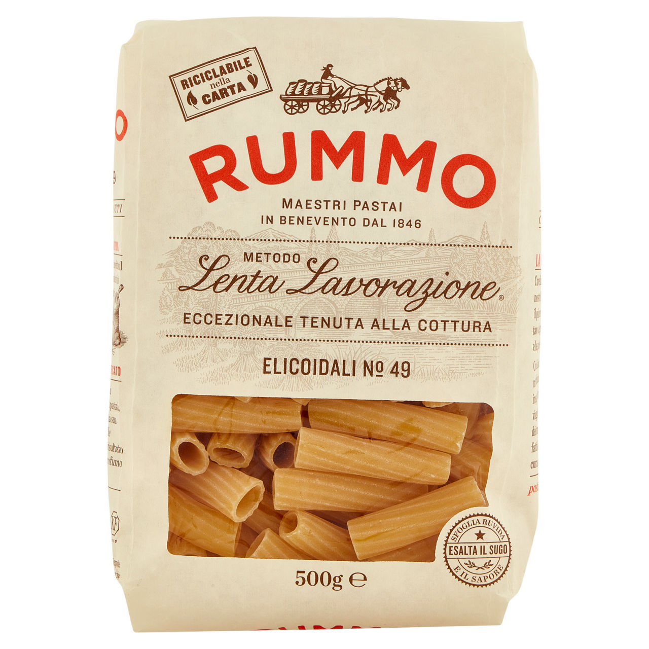 Pasta di semola elicoidali n°49 lenta lavorazione rummo sacchetto g 500 - Immagine 01