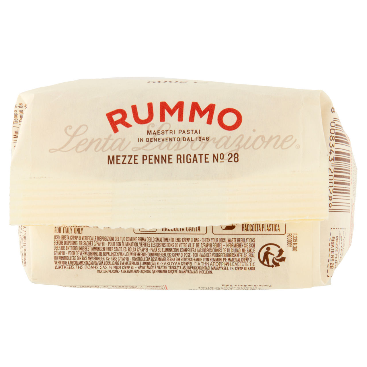 Mezze penne rigate n. 28 pasta di semola di grano duro 500  gr - Immagine 51