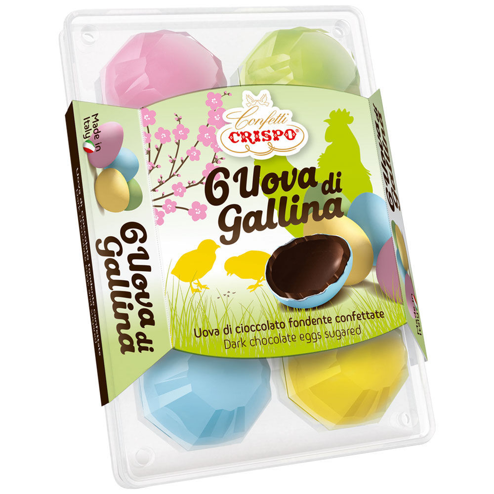 Uova di cioccolato fondente confettate 6 pz