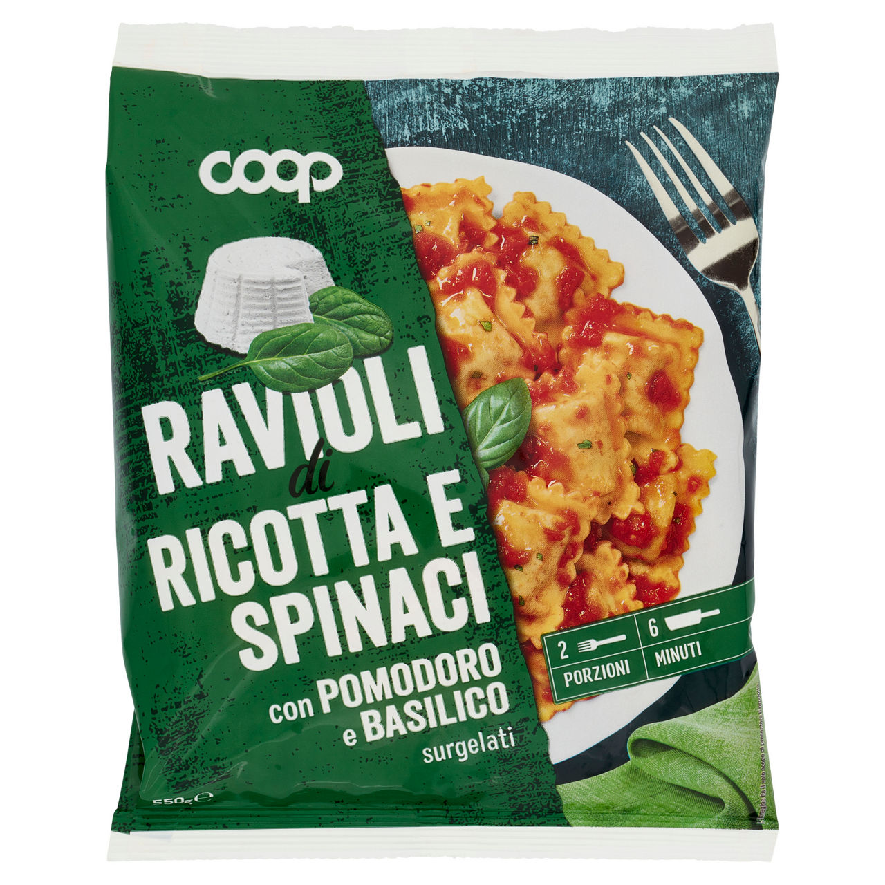 Ravioli di ricotta e spinaci con pomodoro e basilico surgelati 550 gr - Immagine 01