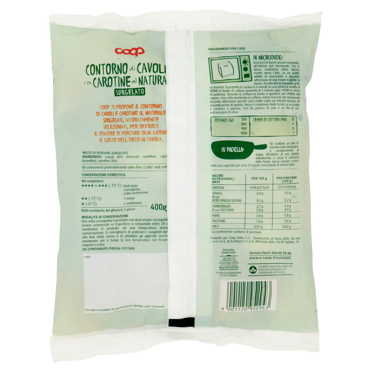 Contorno di cavoli con carotine al naturale surgelato 400 gr - Immagine 11
