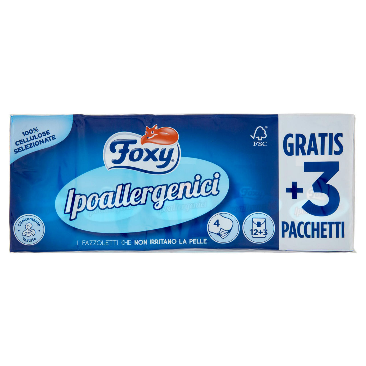 Fazzoletti foxy ipoallergenici pz 12+3 gratis o/s - Immagine 01