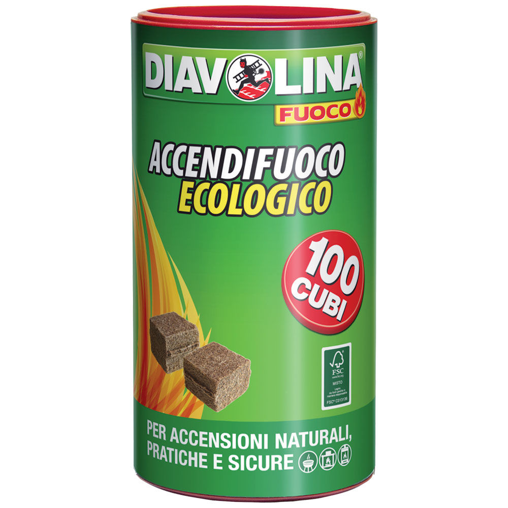 Diavolina accendifuoco ecologico 100 accensioni
