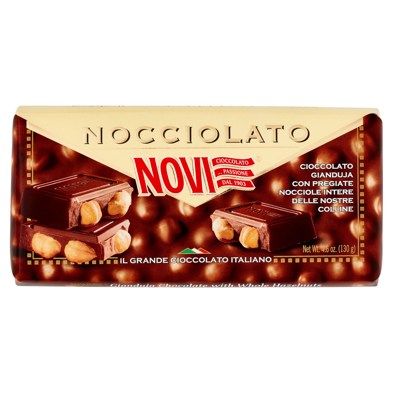 Tavoletta di cioccolato gianduja con nocciole intere 130 gr - Immagine 01