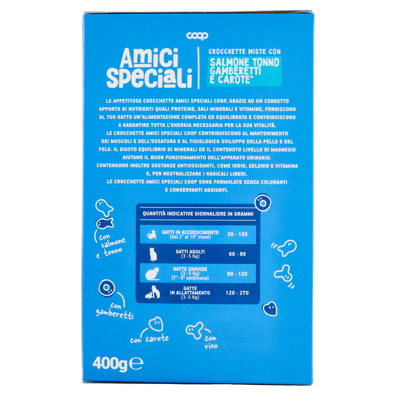Crocchette gatto salmone/tonno/gamberetti/carote amici speciali coop scat g 400 - Immagine 61