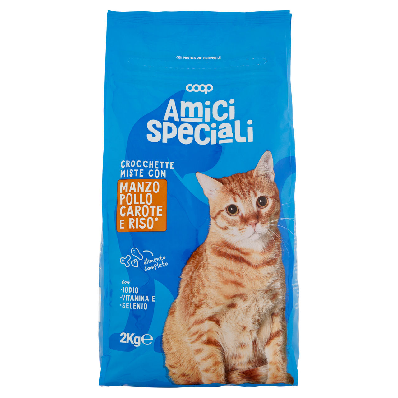 Crocchette gatto manzo/pollo/carote/riso amici speciali coop sacco kg 2