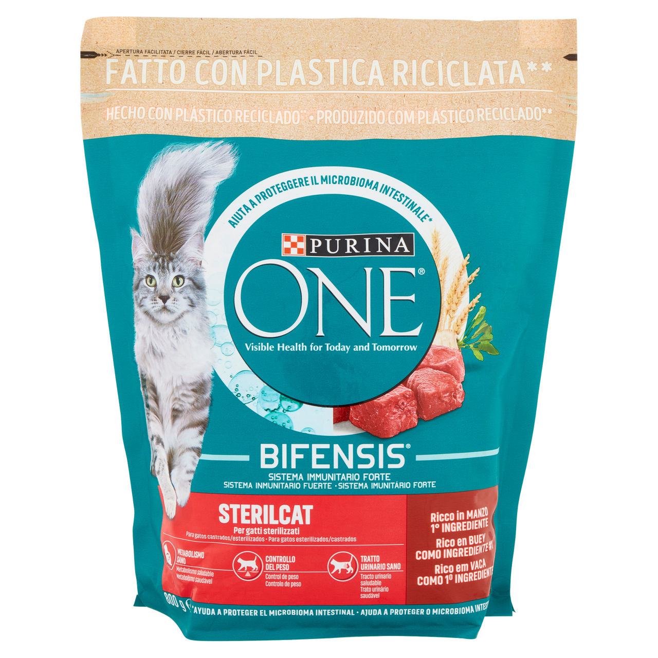 Secco gatto purina one sterilcat manzo busta g 800