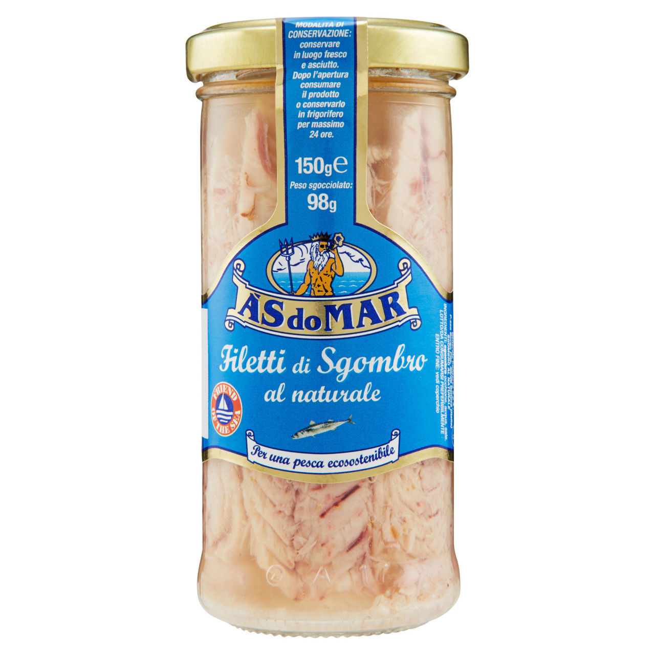 Filetti di sgombro às do mar al naturale vaso vetro gr 98 - Immagine 01