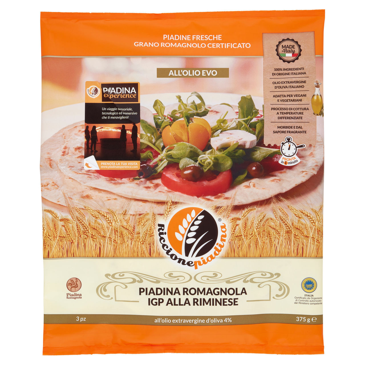 Piadina Romagnola IGP alla Riminese 3 pz 375 gr